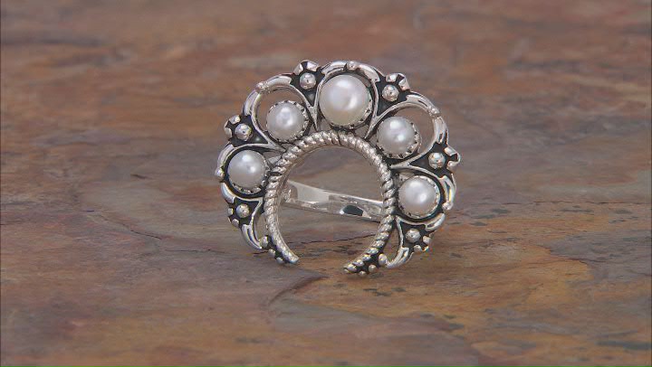Cultured Freshwater Pearl Rhodium Over Sterling Silver Ring Video Thumbnail