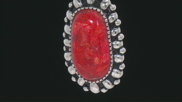 Red Sponge Coral Rhodium Over Sterling Silver Enhancer With Chain Video Thumbnail