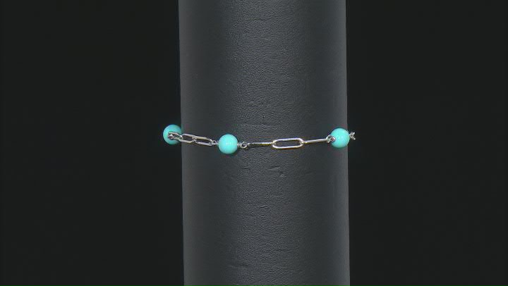 Sleeping Beauty Turquoise Rhodium Over Sterling Silver Bracelet Video Thumbnail