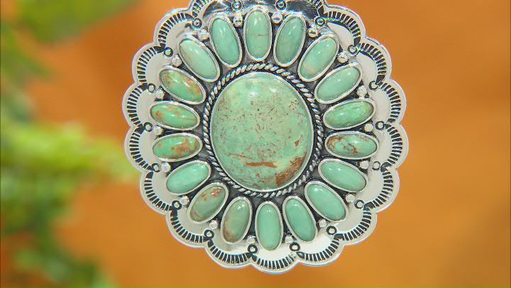 Oval Cabochon Green Kingman Turquoise Sterling Silver Enhancer Video Thumbnail