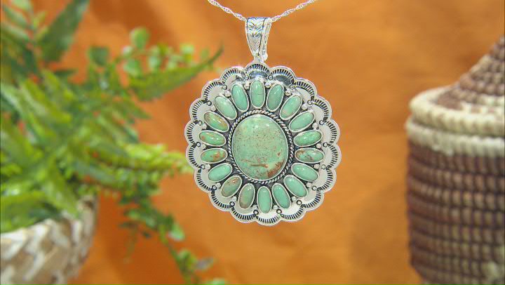 Oval Cabochon Green Kingman Turquoise Sterling Silver Enhancer Video Thumbnail