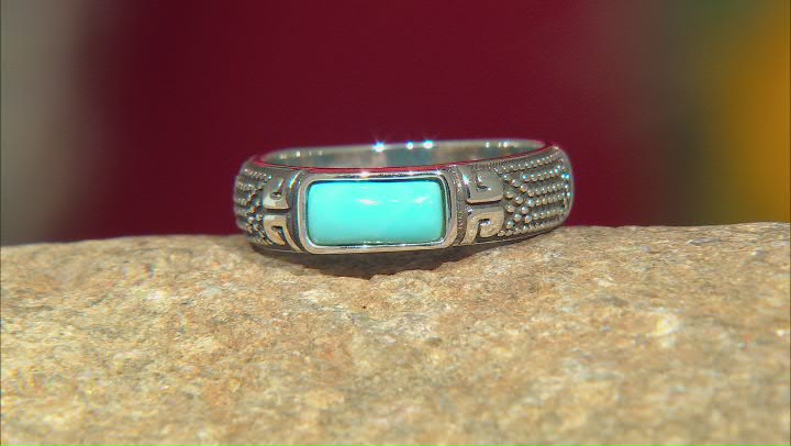 Sleeping Beauty Turquoise Rhodium Over Sterling Silver Band Ring Video Thumbnail