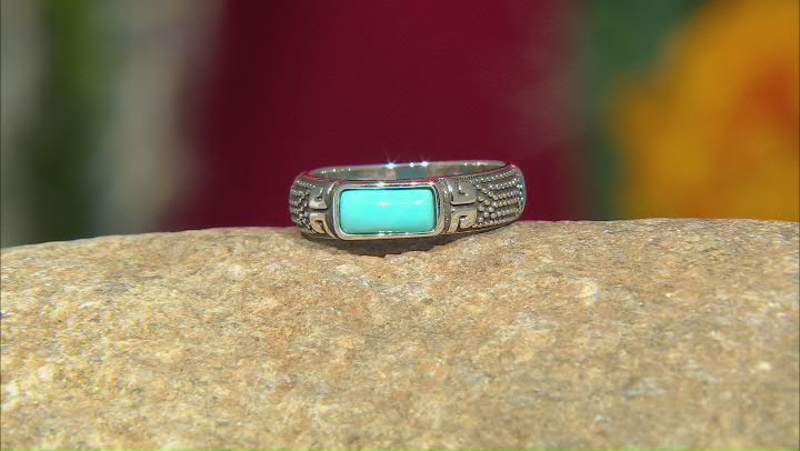 Sleeping Beauty Turquoise Rhodium Over Sterling Silver Band Ring Video Thumbnail
