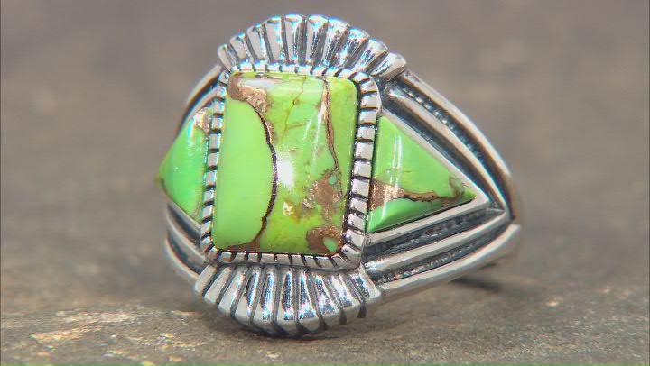 Green Turquoise Rhodium Over Sterling Silver Ring Video Thumbnail