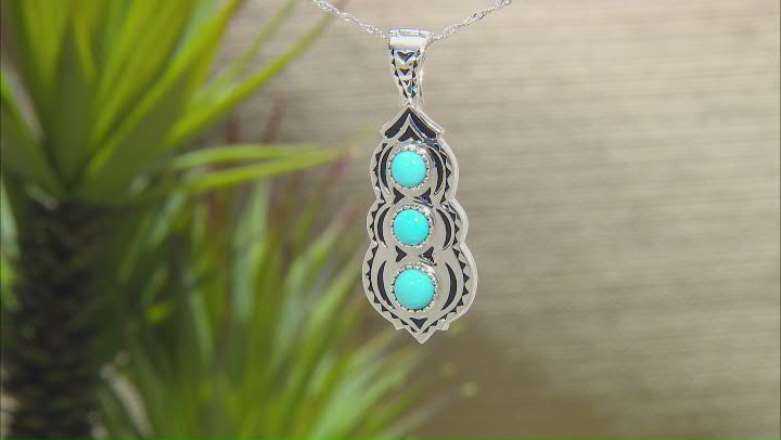 Sleeping Beauty Turquoise Rhodium Over Sterling Silver Enhancer With Chain Video Thumbnail