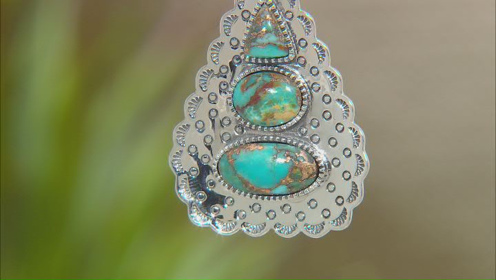Southwest Style by JTV™ Blue Mohave Kingman Turquoise Sterling Silver Pendant With Chain Video Thumbnail