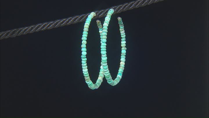 Kingman Turquoise Rhodium Over Sterling Silver Hoop Earrings Video Thumbnail