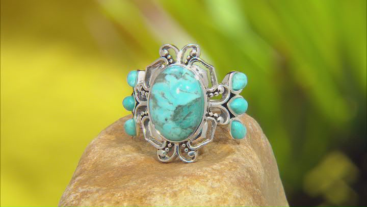 Mix Shaped Blue Turquoise Sterling Silver Ring Video Thumbnail