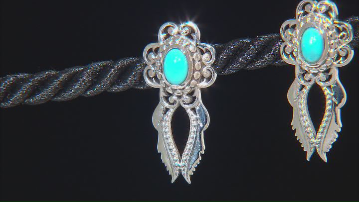 Oval Sleeping Beauty Turquoise Sterling Silver Earrings Video Thumbnail