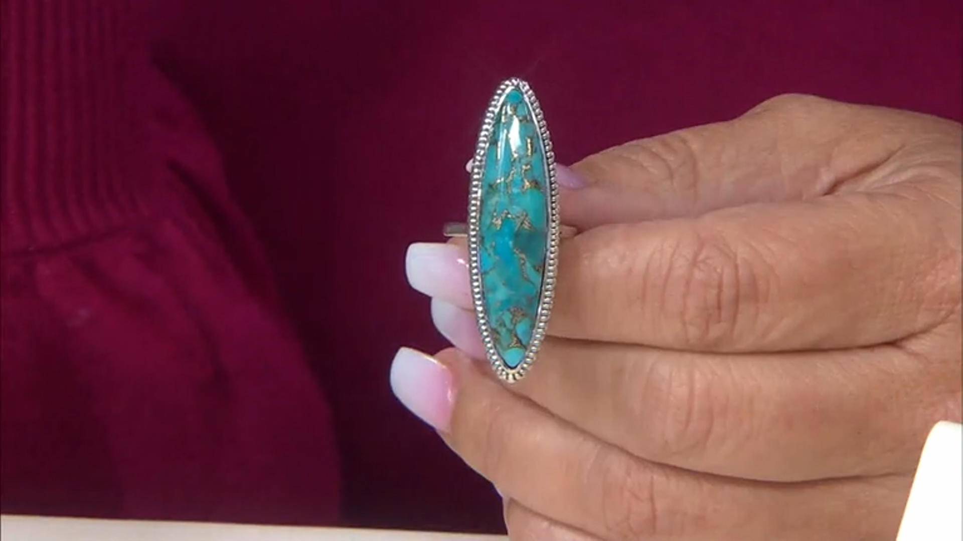 Marquise Blue Turquoise Sterling Silver Ring Video Thumbnail