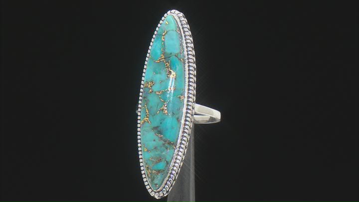 Marquise Blue Turquoise Sterling Silver Ring Video Thumbnail