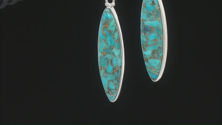 Blue Marquise Turquoise Sterling Silver Earrings Video Thumbnail