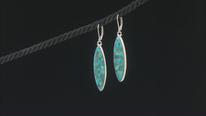 Blue Marquise Turquoise Sterling Silver Earrings Video Thumbnail