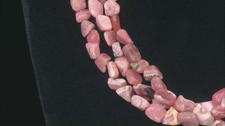 3-Strand Pink Nugget Rhodochrosite Sterling Silver Necklace Video Thumbnail