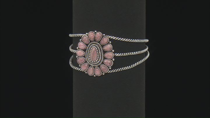 Pink Rhodochrosite Sterling Silver Cuff Bracelet Video Thumbnail