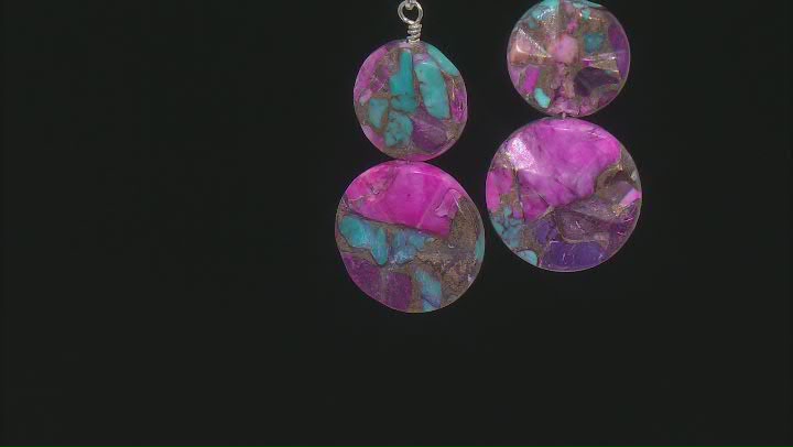 Blended Purple Spiny Oyster Shell and Turquoise Sterling Silver Dangle Earrings Video Thumbnail