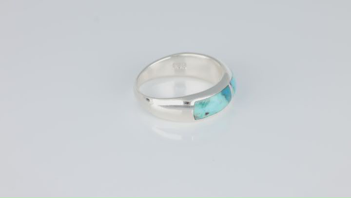 Blue Composite Turquoise Sterling Silver 3-Stone Inlay Ring Video Thumbnail