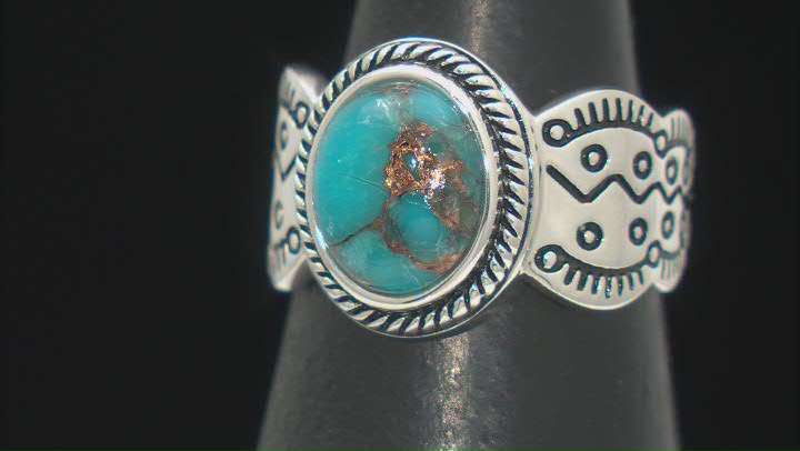 10x8mm Composite Kingman Turquoise Sterling Silver Ring Video Thumbnail