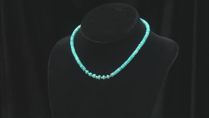 5-7mm Sleeping Beauty Turquoise Rhodium Over Sterling Silver Beaded Choker Necklace Video Thumbnail