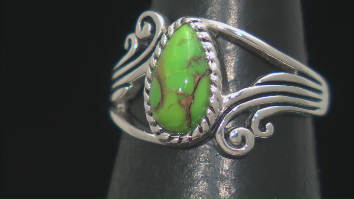 Green Mohave Turquoise Sterling Silver Solitaire Ring Video Thumbnail