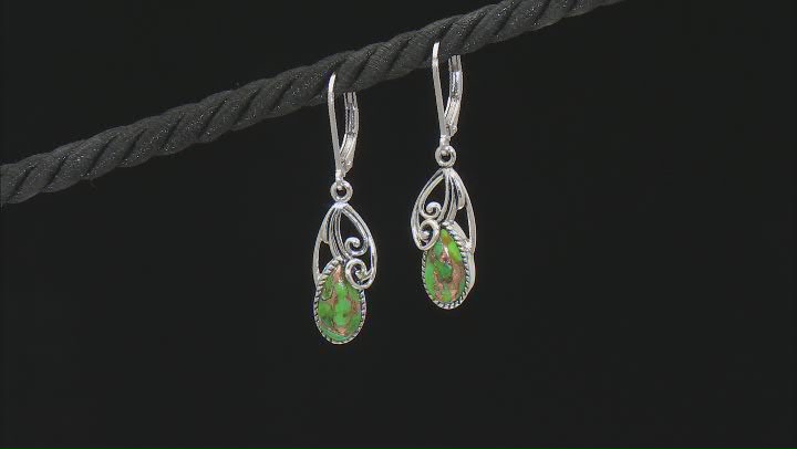10x5mm Green Mohave Turquoise Sterling Silver Earrings Video Thumbnail