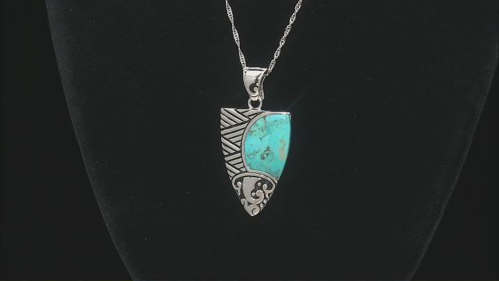Blue Turquoise Sterling Silver Arrowhead Enhancer With Chain Video Thumbnail