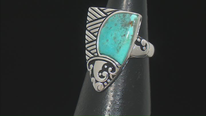 Blue Turquoise Sterling Silver Arrowhead Ring Video Thumbnail