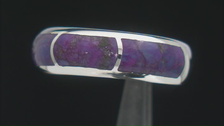 Purple Turquoise Sterling Silver 3-Stone Inlay Ring Video Thumbnail
