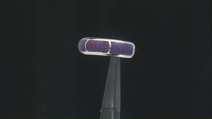 Purple Turquoise Sterling Silver 3-Stone Inlay Ring Video Thumbnail