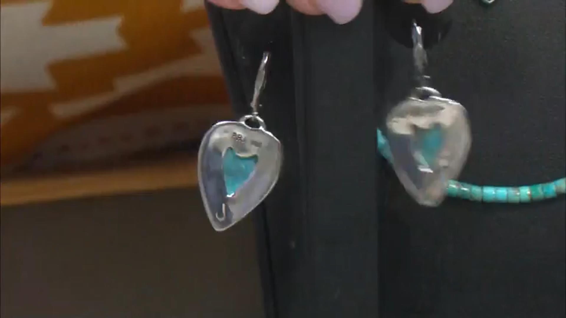 14x10mm Blue Turquoise Sterling Silver Heart Earrings Video Thumbnail