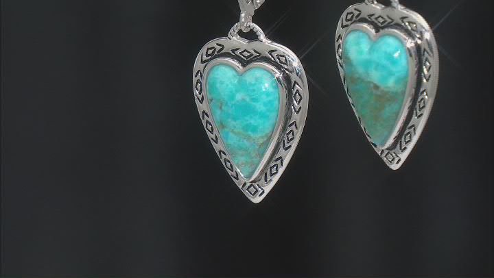 14x10mm Blue Turquoise Sterling Silver Heart Earrings Video Thumbnail