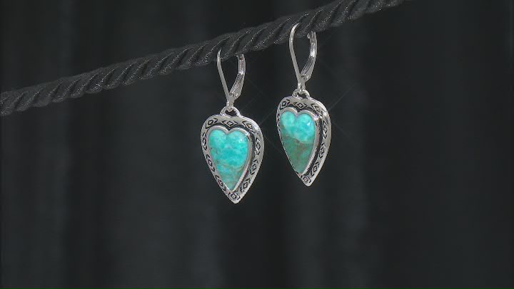 14x10mm Blue Turquoise Sterling Silver Heart Earrings Video Thumbnail