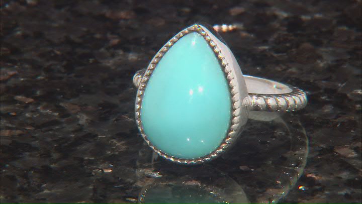 16x12mm Sleeping Beauty Turquoise Sterling Silver Solitaire Ring Video Thumbnail