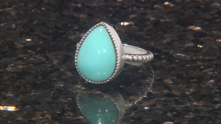 16x12mm Sleeping Beauty Turquoise Sterling Silver Solitaire Ring Video Thumbnail