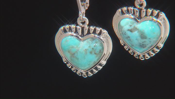 Blue Composite Turquoise Sterling Silver Heart Earrings Video Thumbnail