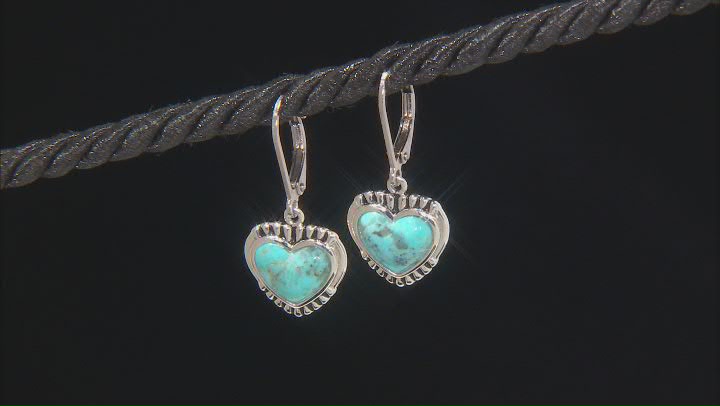 Blue Composite Turquoise Sterling Silver Heart Earrings Video Thumbnail