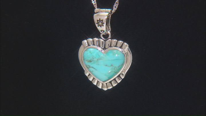 Blue Composite Turquoise Sterling Silver Heart Enhancer Pendant With Chain Video Thumbnail