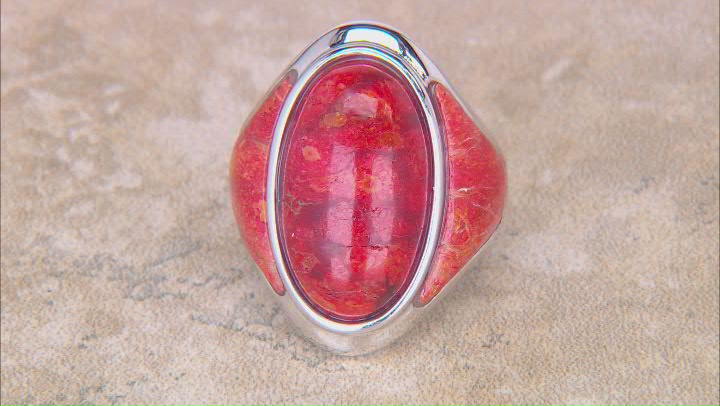 Sponge Coral Rhodium Over Sterling Silver Ring Video Thumbnail