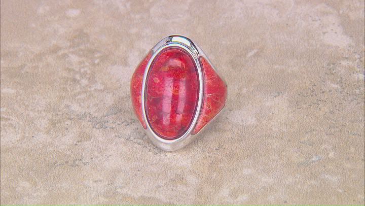 Sponge Coral Rhodium Over Sterling Silver Ring Video Thumbnail