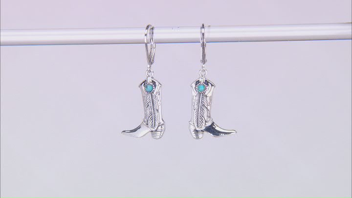 2mm Blue Composite Turquoise Sterling Silver Cowboy Boot Earrings Video Thumbnail