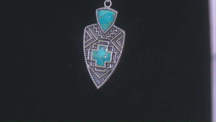 Blue Composite Turquoise Sterling Silver Enhancer Pendant With Chain Video Thumbnail