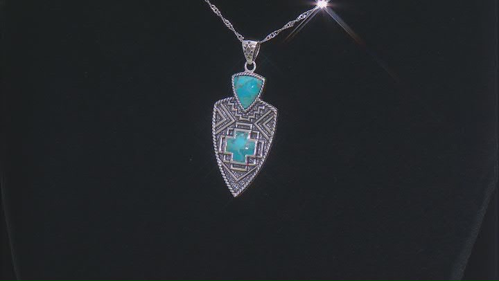 Blue Composite Turquoise Sterling Silver Enhancer Pendant With Chain Video Thumbnail