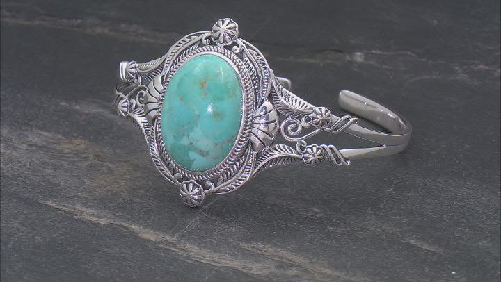 Blue Composite Turquoise Sterling Silver Statement Cuff Bracelet Video Thumbnail