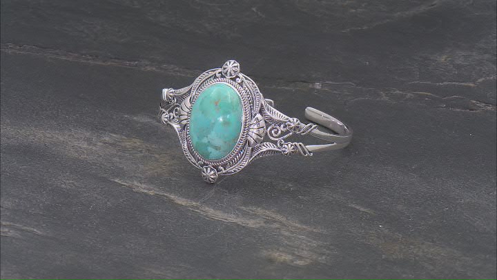 Blue Composite Turquoise Sterling Silver Statement Cuff Bracelet Video Thumbnail