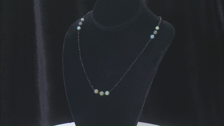 Rondelle Black Spinel & Green Turquoise Sterling Silver Necklace Video Thumbnail