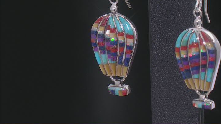 Multi-Stone Sterling Silver Hot Air Balloon Earrings Video Thumbnail