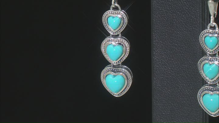 Sleeping Beauty Turquoise Sterling Silver Heart Dangle Earrings Video Thumbnail