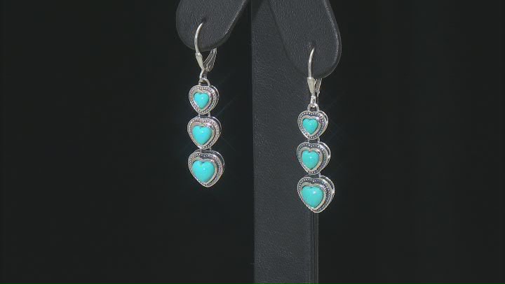 Sleeping Beauty Turquoise Sterling Silver Heart Dangle Earrings Video Thumbnail