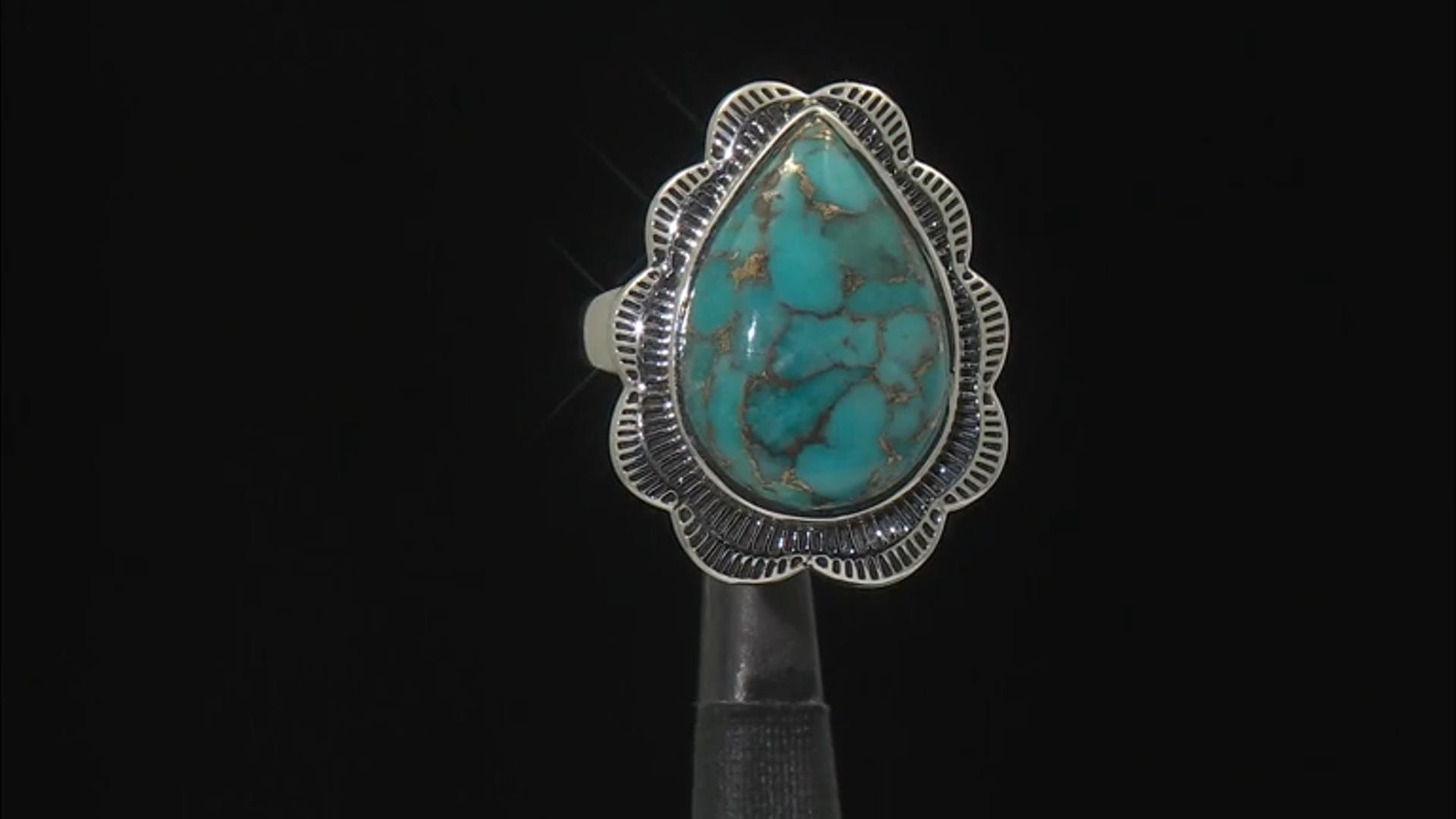Blue Turquoise Sterling Silver Statement Ring 20x14mm Video Thumbnail