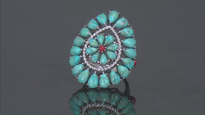 Blue Composite Turquoise Sterling Silver Cowboy Hat Ring 9x7mm Video Thumbnail
